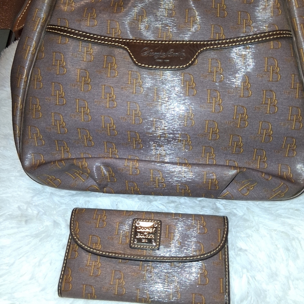 Dooney & Burke Brown Monogram Bag and Wallet Set